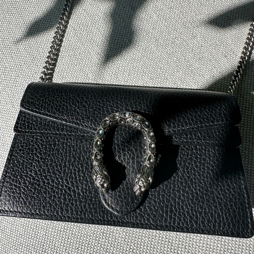 Gucci Dionysus Leather Super Mini Bag Black